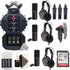 Zoom H8 8-Input / 12-Track Digital Handy Audio Recorder + Three Zoom ZDM-1 Podcast Mic Pack Accessory Bundle + 64GB Memory Card + Vivitar Pistol Grip Tabletop Tripod + Rechargeable Battery & Charger + 3pc Cleaning Kit