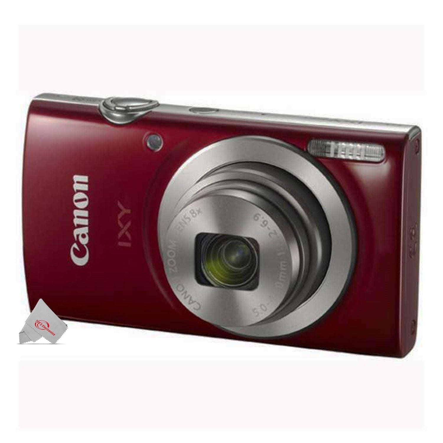 Canon PowerShot IXY 200 / Elph 180 Digital Camera Red + 16GB Top