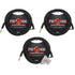 Pig Hog Black Woven Tour Grade Instrument Cable 1/4" to 1/4" Right Angle 10ft , PCH10BKR - 3 Units