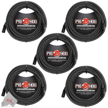 Pig Hog 8mm XLR Microphone Cable Male to Female 50 Ft Fully Balanced Premium Mic Cable  - 5 Units