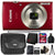 Canon IXUS 185 / ELPH 180 20MP Digital Camera Red with 8GB Accessory Bundle