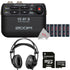 Zoom F2-BT Ultra Compact Bluetooth Enabled Portable Field Recorder with Lavalier Microphone + Extra Batteries + 32GB MicroSD Card + Boya BY-HP2 Professional Over-Ear Hi-Fi Monitor Headphones