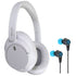 Sony Wireless Over-Ear Noise-Canceling Headphones WH-CH720N (White) with JLab Play Gaming Wireless Bluetooth Earbuds - Black/Blue