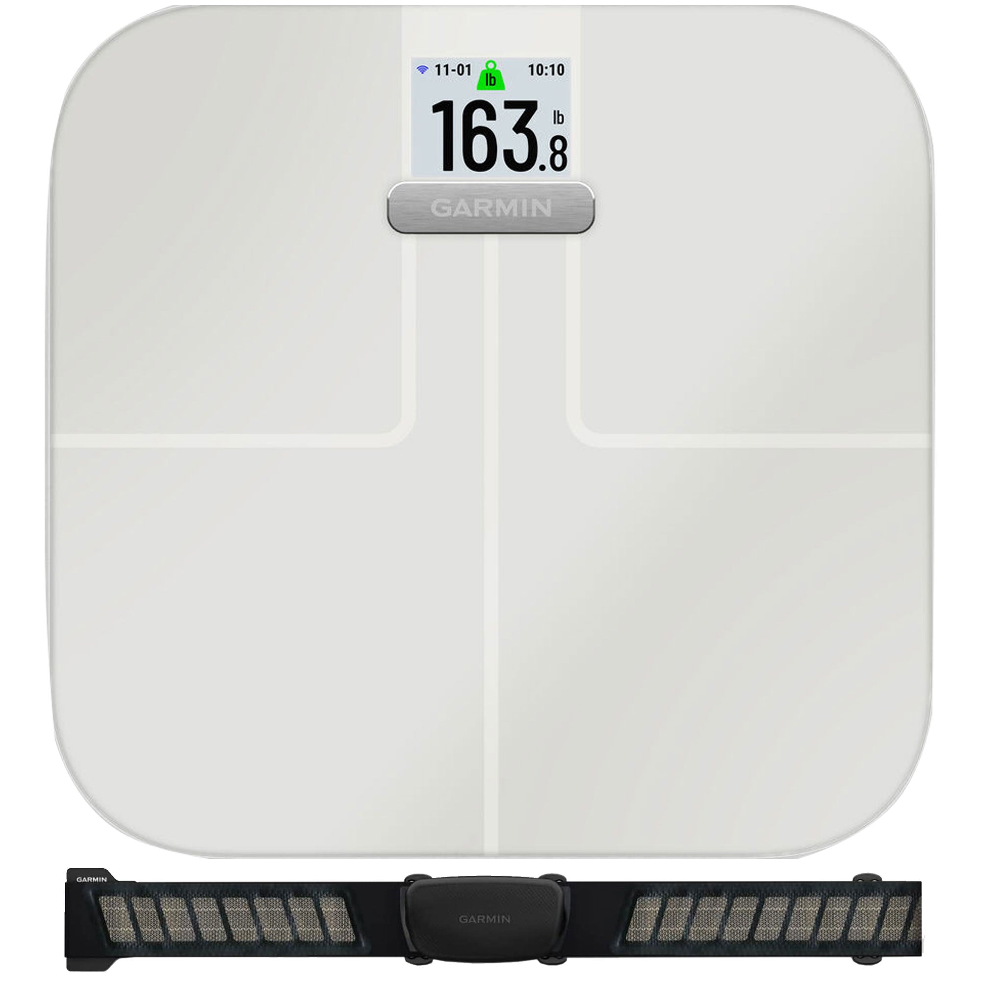 Garmin Index S2 Smart Scale with Wi-Fi Connectivity (White, Worldwide) + HRM-DUAL Heart Rate Monitor
