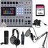 Zoom PodTrak P8 Portable Multitrack Podcast Recorder + Zoom ZDM-1 Podcast Mic Pack Accessory Bundle + Vivitar Streaming Microphone Accessory Kit  + 128GB Memory Card