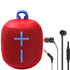 Ultimate Ears WONDERBOOM 2 Portable Bluetooth Speaker (Radical Red) with JBL T110 in Ear Headphones Black