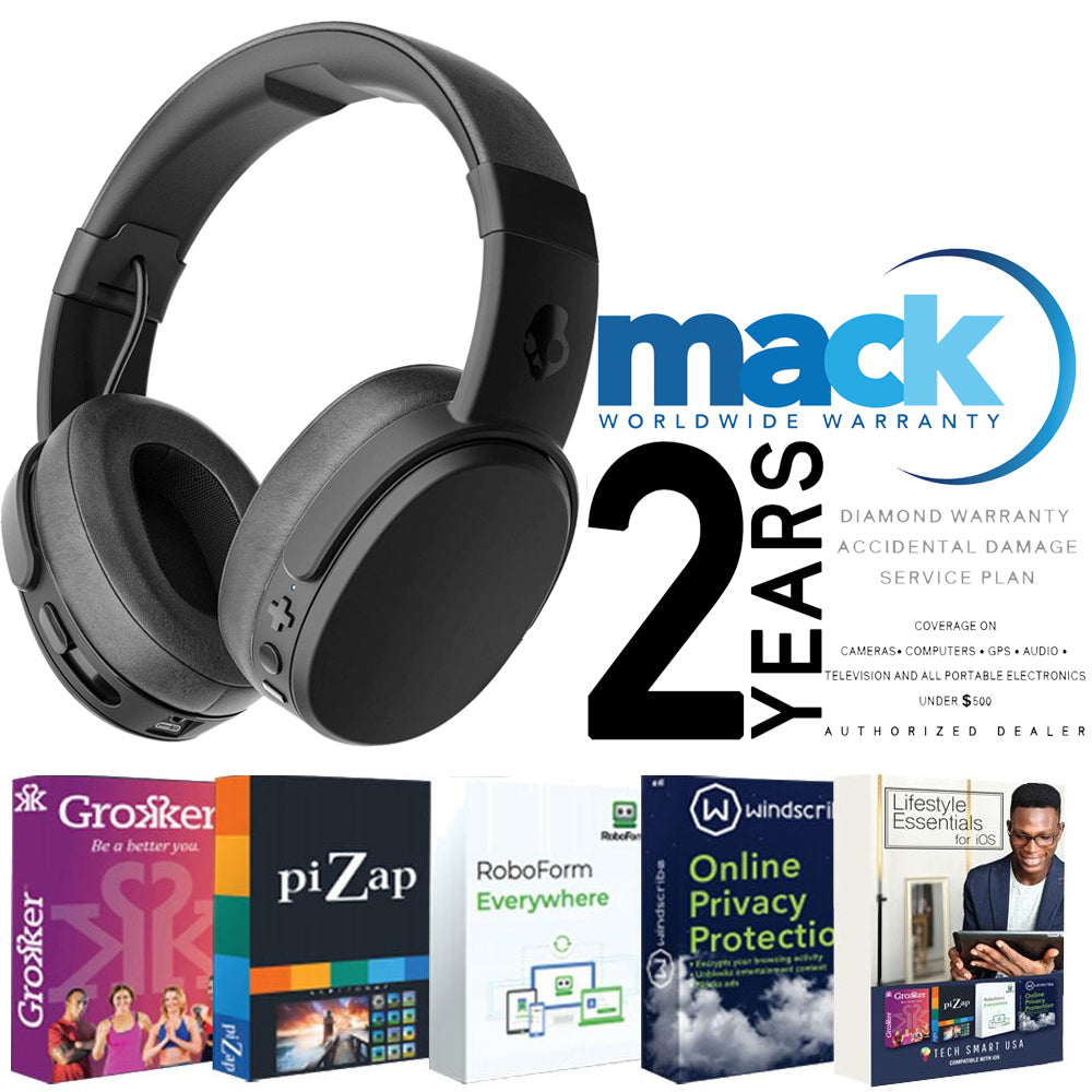 Skullcandy Crusher Wireless Over-Ear Headphones + 2yr Mack Warranty + Software Bundle