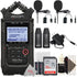 Zoom H4n Pro 4-Input / 4-Track Digital Portable Audio Handy Recorder + Two Vivitar Ultra Mini Lavalier Streaming Microphone + Two  Boya 35C-XLR 3.5mm Mini Jack to XLR Converter + Zoom AD-14 AC Power Supply + 32GB Memory Card + Replacement Battery Charger