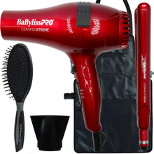 BaByliss Pro Ceramic Xtreme Dryer & 1" Straightening Iron Red #CEPP1N with Styling Set